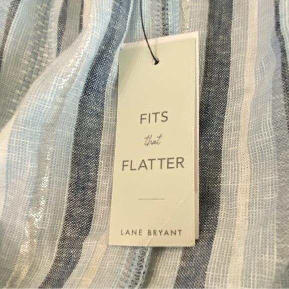 Lane Bryant New Plus Size 18 Linen Cotton Blend Striped Off The Shoulder Top - Picture 11 of 16